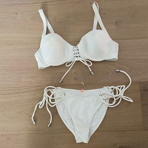 White Padded Bikini with Tie Detail